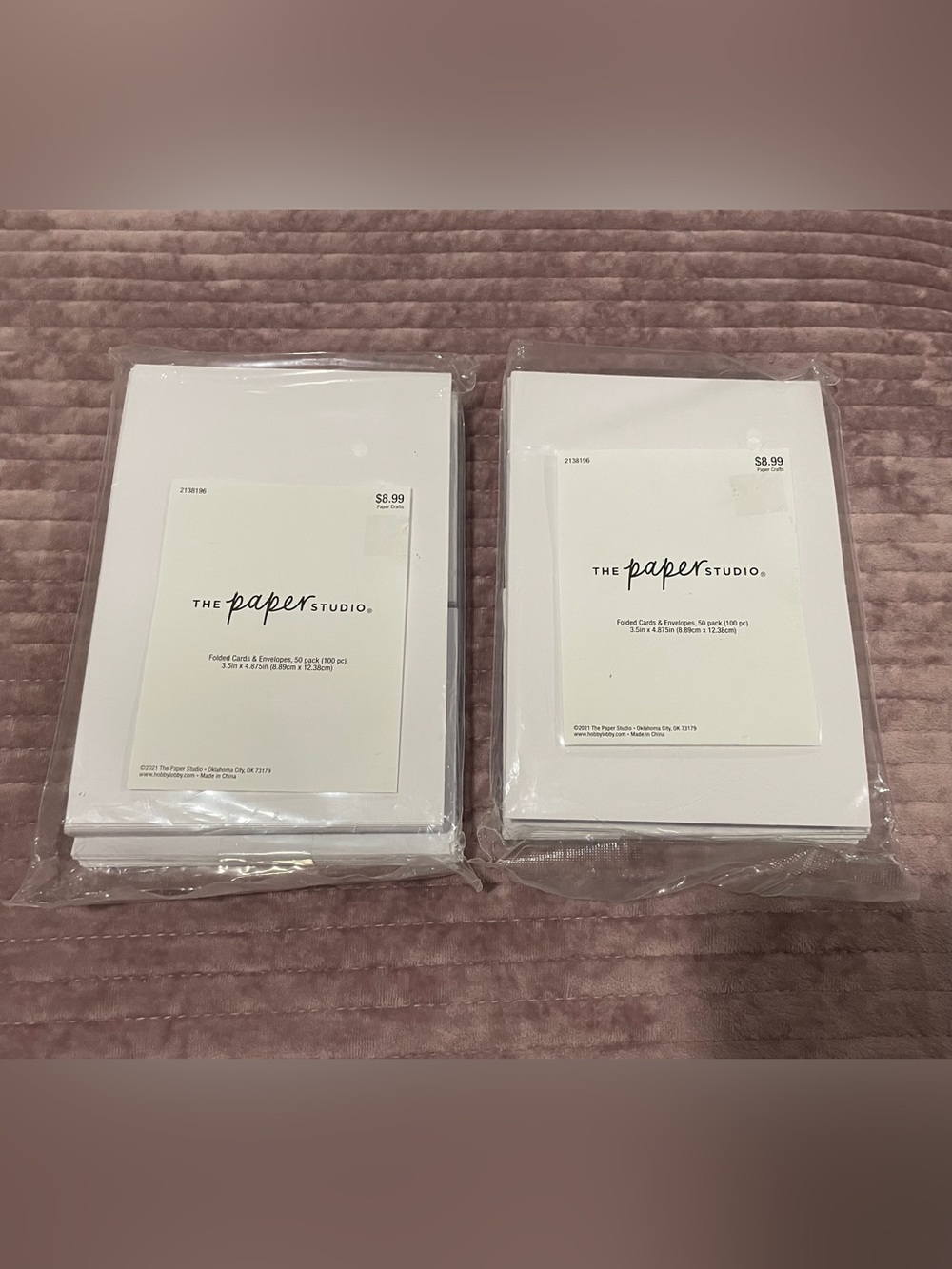 The Paper Studio White Folded Cards & Envelopes - lot of two, 50 packs